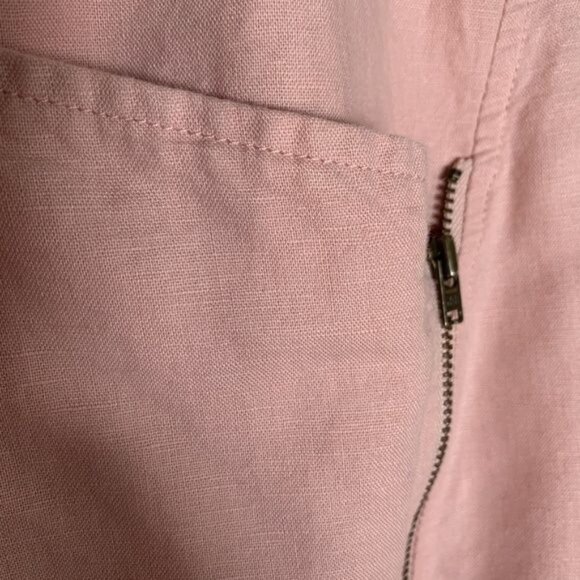 Liz Claiborne Pink Linen Moto Jacket XL Lightweight Zip Blazer Casual Layer - Picture 8 of 10